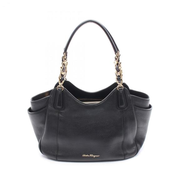 Salvatore Ferragamo Gancini handbag, leather, women's, black, size 21, F077 - Picture 1 of 8